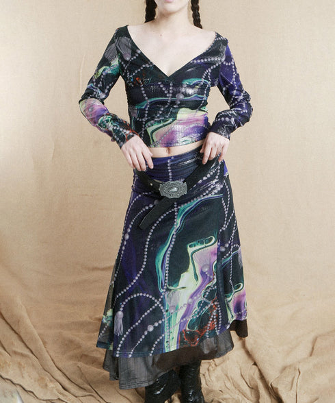 Galaxy Mesh Top&Skirt Co-ord