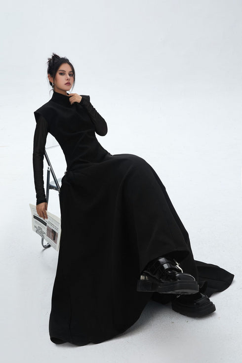 Sheer Sleeve Long Dress