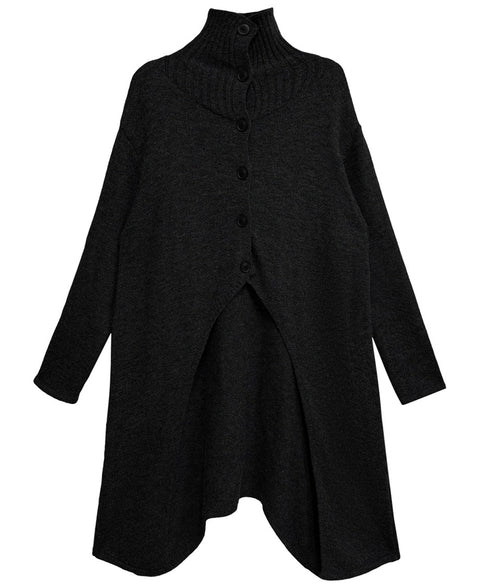 Asym Button Long Knit Top