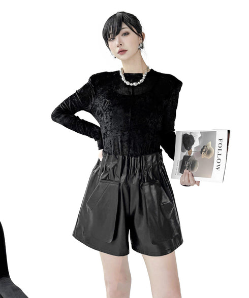 Glossy Wide Short Pants