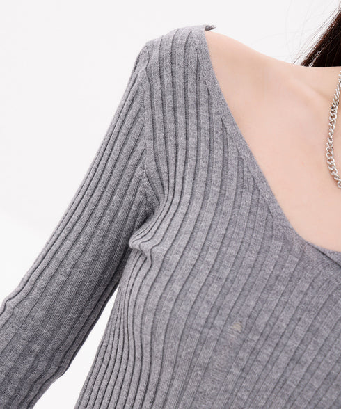 Lace Strap Off Shoulder Rib Top