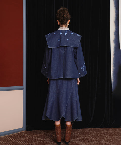 Grape Embroidered Denim Jacket