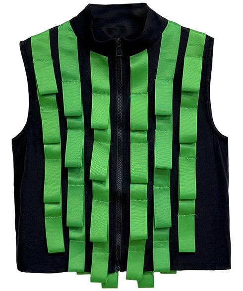 Ribbon Panel Zip Vest