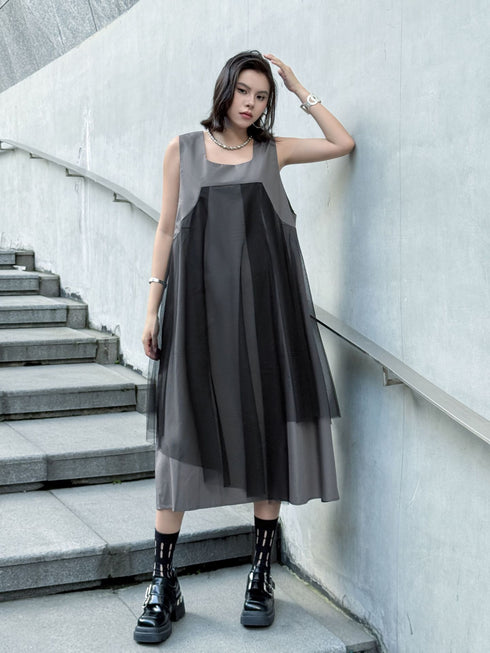 Layered Mesh Flare Dress