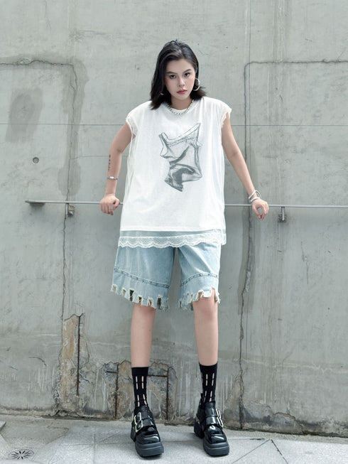 Mesh Overlay Graphic Tank