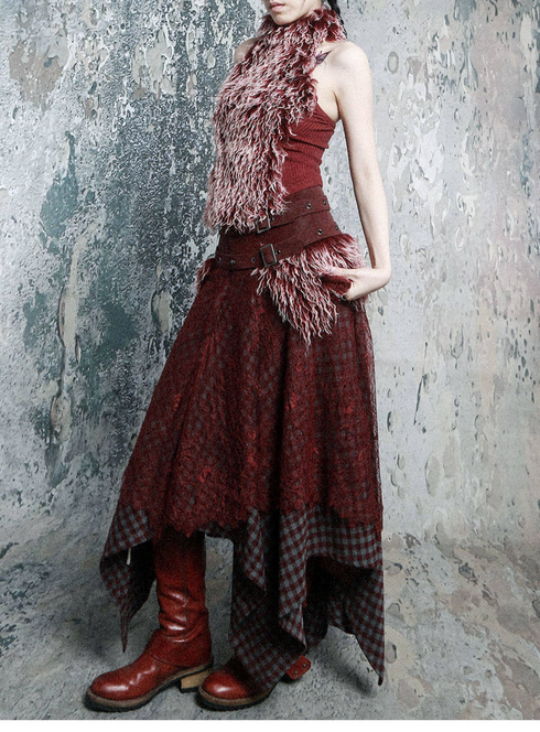 Fur Belt Handkerchief Skirt