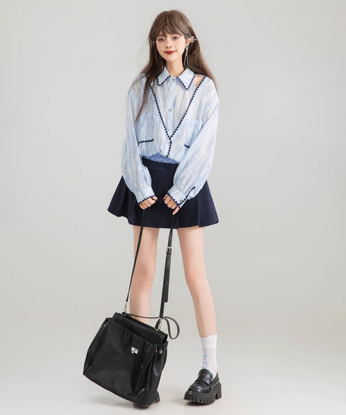 Shoulder Slit Gather Blouse