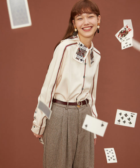 Card Collar Trimmed Blouse