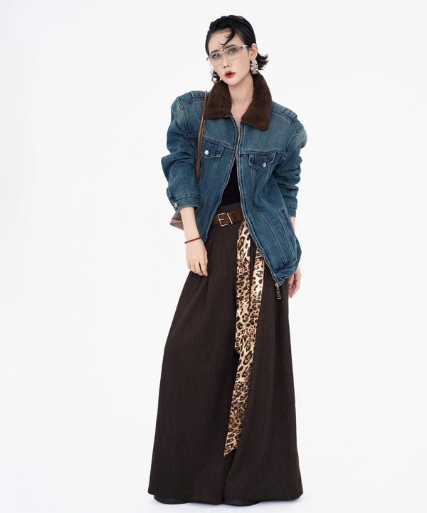 Wool Blend Wide Pleated Pants