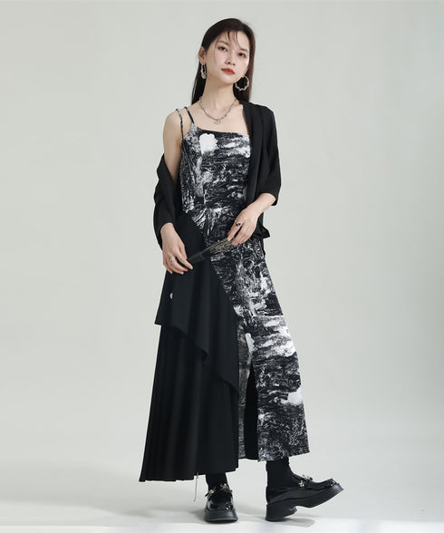 Graphic Slit Camisole Dress