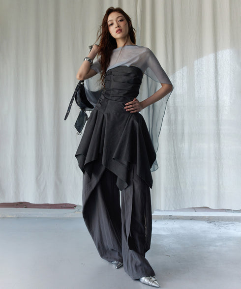 Drape Flow Corset Top & Sheer Scarf