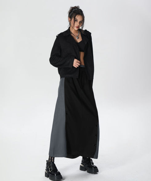 Dual Panel Buttoned Skirt