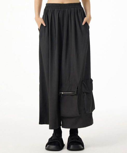 Black Zip Pocket Wide Pants