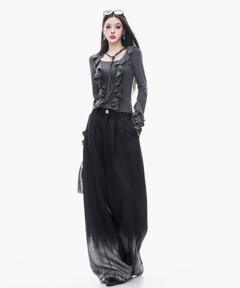 Ruffle Trim Slim Fit Top