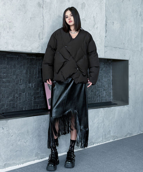 Quilted Wrap Down Jacket