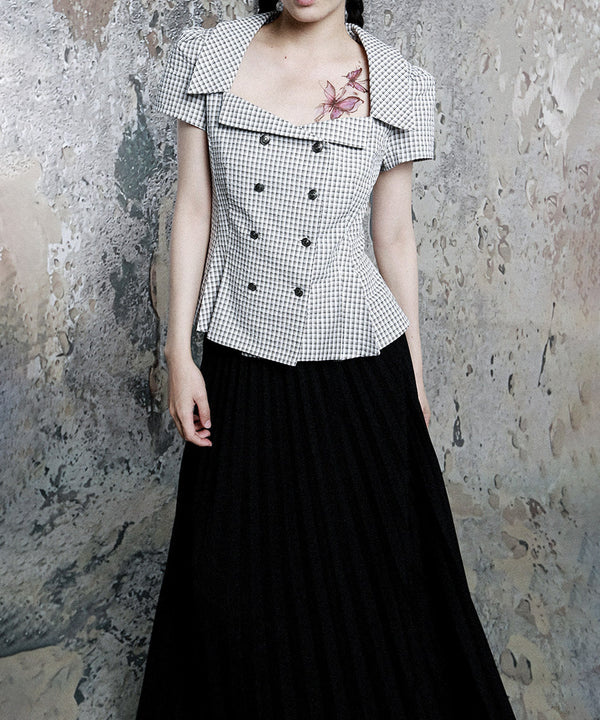 Grid Line Panel Blouse