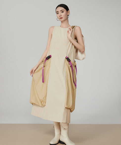 Pocket Accent Drape Dress