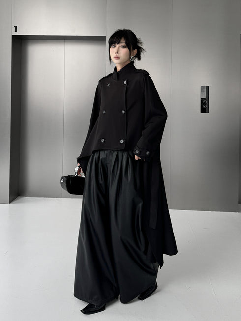 High Neck Draped Trench Coat