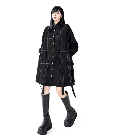 Line Strap Shirt Dress
