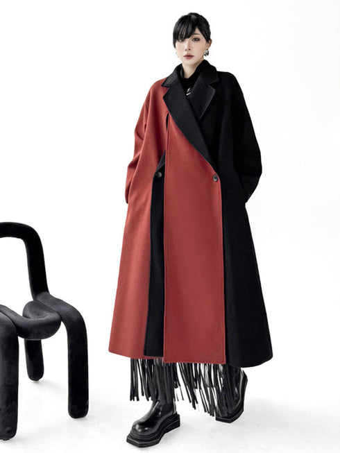 Color Block Long Coat