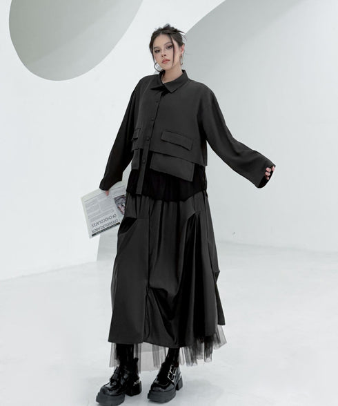 Layered Balloon Mesh Skirt