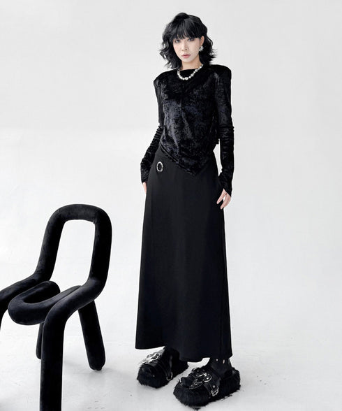 Velvet Edge Structured Long Sleeve Top