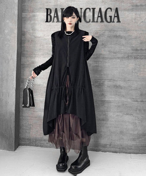 Zip Front Volume Layered Vest