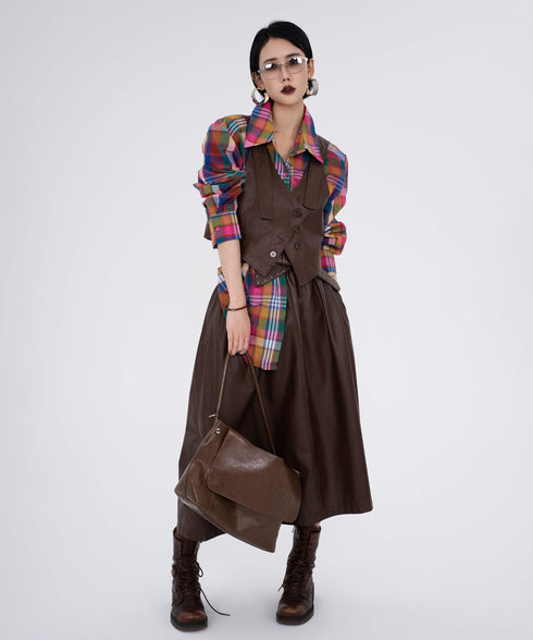 Color Mix Check Blouse