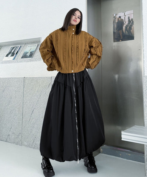 Front Zip Balloon Skirt