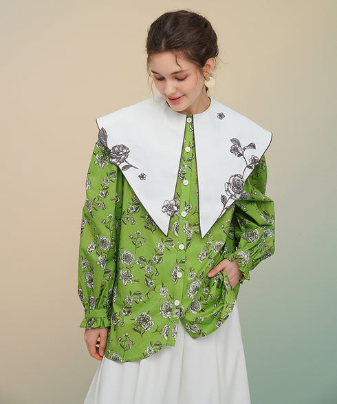 Playing Card Collar Line Shirt