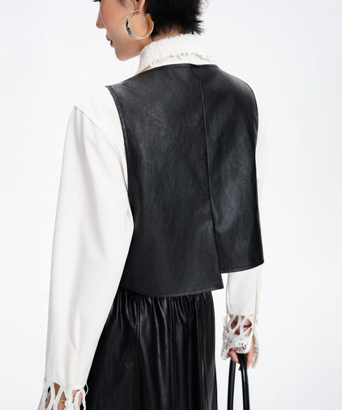 Contrast Button Tailored Vest