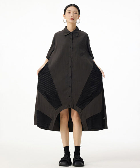 Mesh Panel Flow Dress