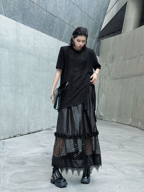 Noir Mesh Layered Skirt
