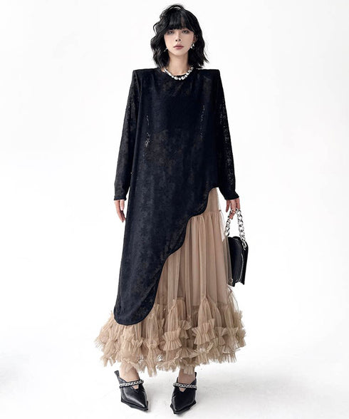 Volume Tiered Tulle Maxi Skirt