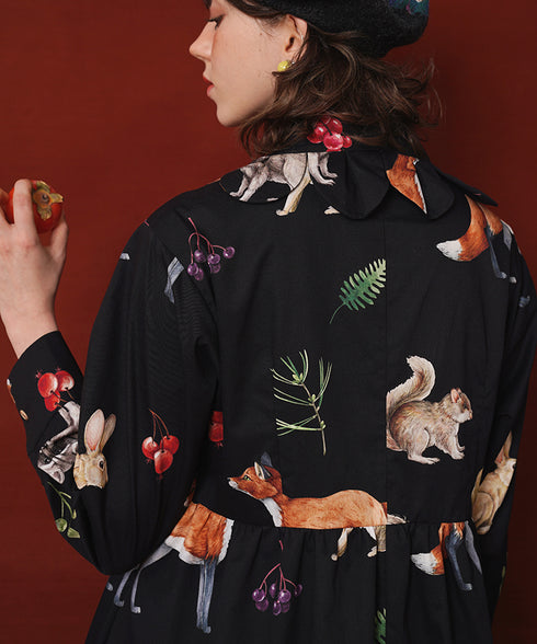 Forest Animal Printed Dress