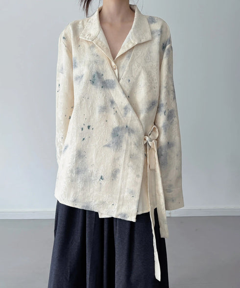 Tie Dye Wrap Jacquard Blouse