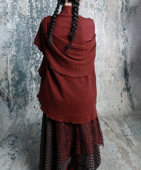 Fringe Button Rib Knit Top