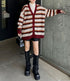 Multi Stripe Loose Knit Cardigan