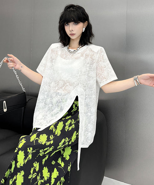 Floral Lace Slit Top