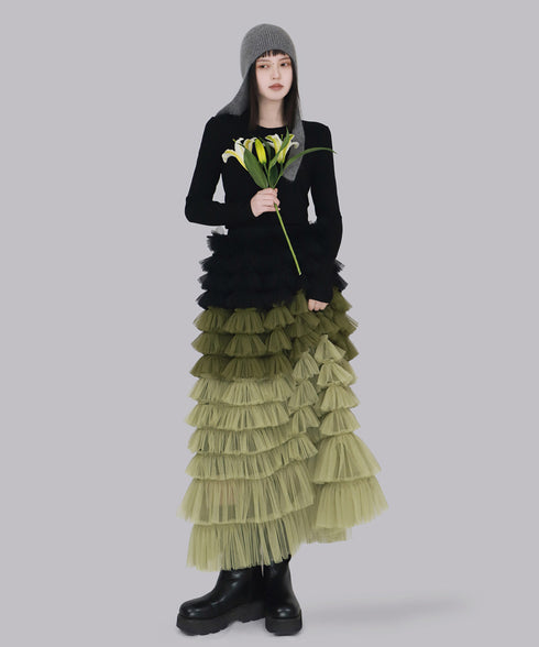 Cascade Frill Long Skirt