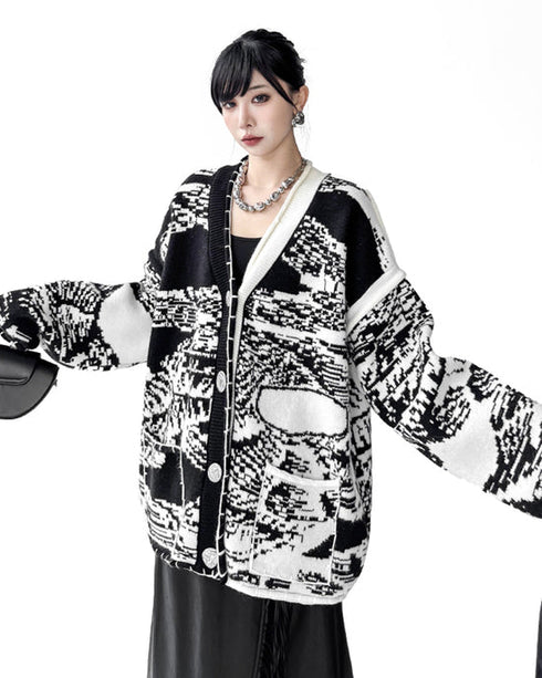 Graphic Knit Cardigan
