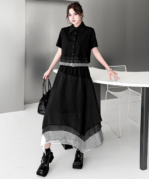 Layer Veil Blouse & Skirt Co-ord