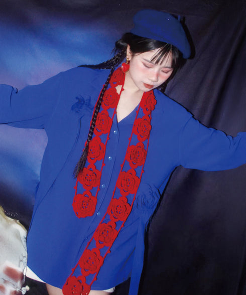 Flower Motif Crochet Scarf