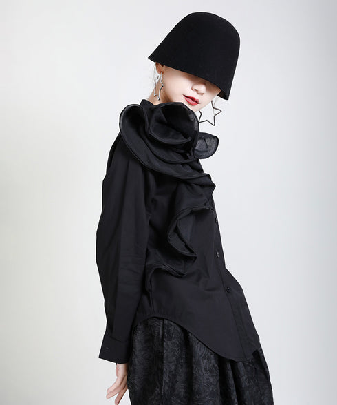 Glossy Dot Bow Blouse