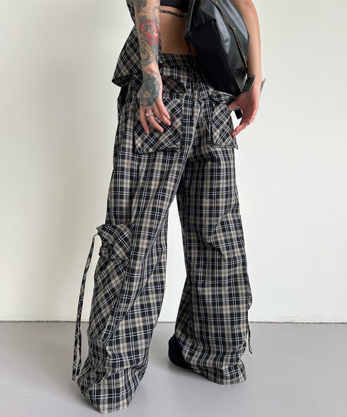 Plaid Vest Top & Cargo Wide Pants Series