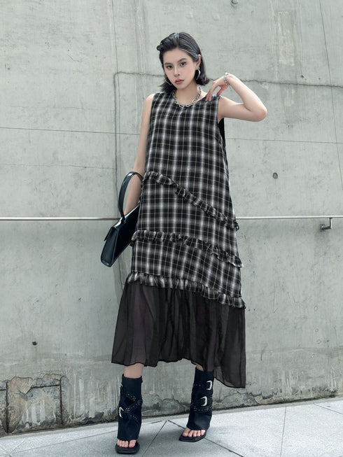 Layered Check Frill Dress