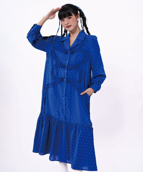 Ribbon Applique Shirt Dress