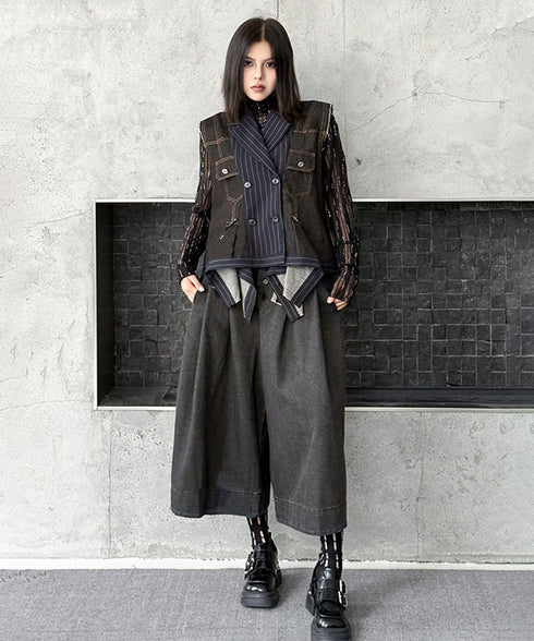 Layered Pinstripe Docking Vest