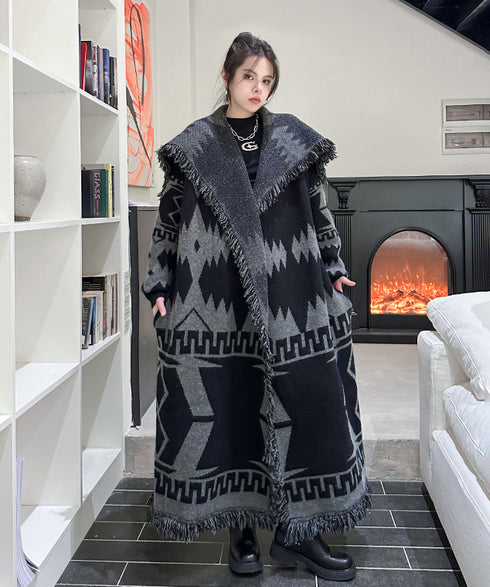 Fringe Pattern Long Coat