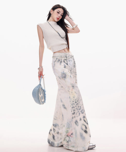 Frayed Contrast Knit Top